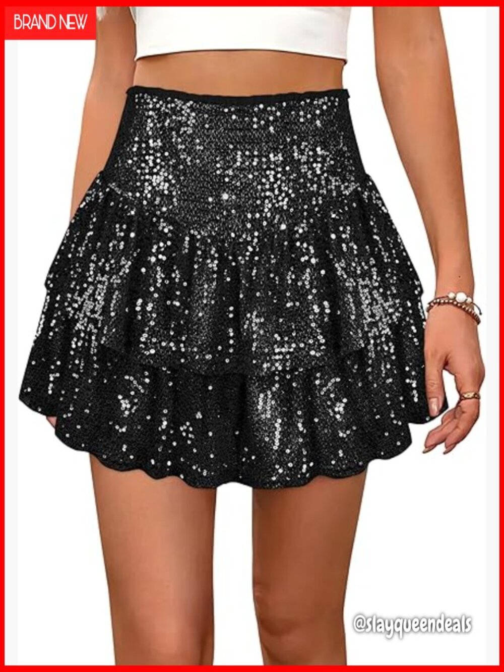 Sequin Pleated Mini Skirt High Waist A-Line Dance Party Night Out